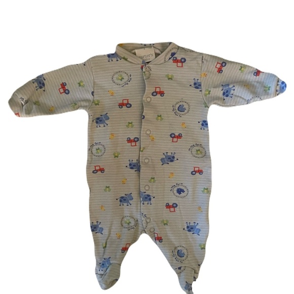 Vintage Carter’s Baby Footed Sleeper Striped Farm Theme-0-3M - Picture 1 of 4